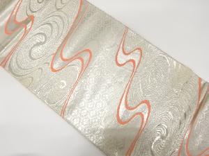 アンティーク　流水に花亀甲模様織り出し袋帯（着用可）